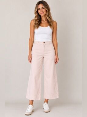 GAP High Rise Wide-Leg Crop Chino Pants Light Pink Size 8